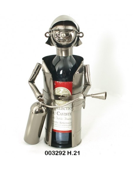 Porte bouteille design et original - Pompier avec son extincteur - Coloris GRIS