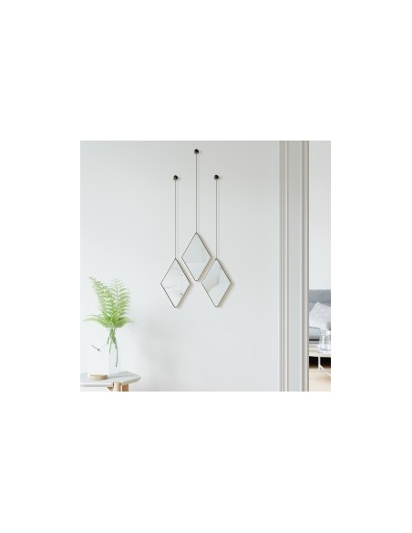 Ensemble de 3 miroirs suspendus losange Noir