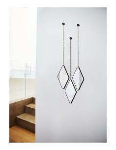 Ensemble de 3 miroirs suspendus losange Noir