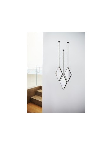 Ensemble de 3 miroirs suspendus losange Noir