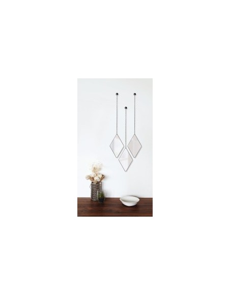 Ensemble de 3 miroirs suspendus losange Noir