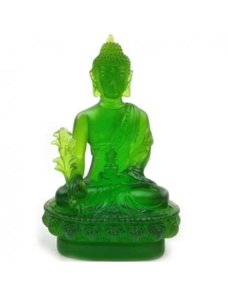 Statue design bouddha zen coloris vert glacé h13 cm
