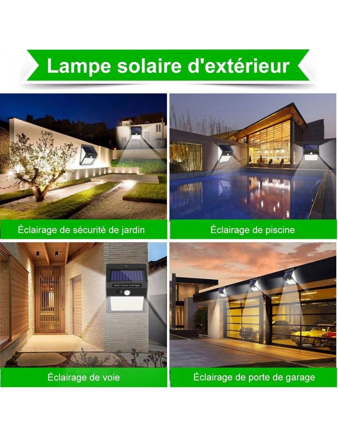 4pcs Lampe Solaire Exterieur Jardin - 120 LED -8 Modes - pour