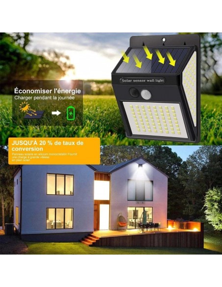 Spot lampe solaire extérieur Led détecteur de mouvement