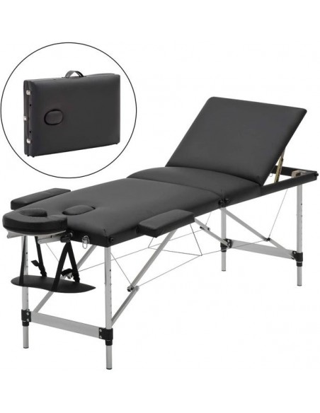 Table de massage pliante en métal coloris noir