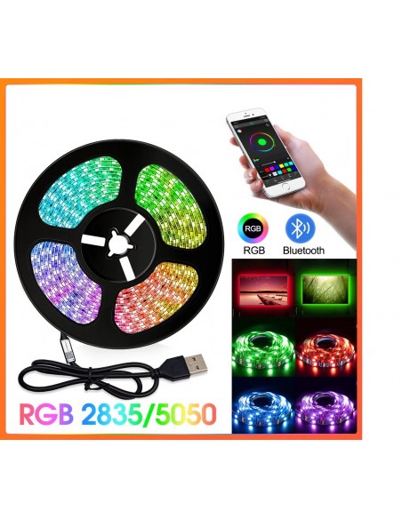 Ruban bande lumineuse LED 5050 RGB 5V USB, rétro-éclairage TV, contrôle bluetooth