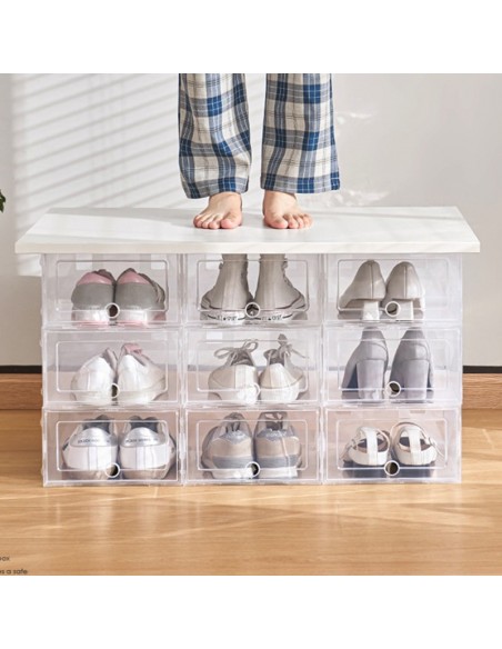 Boîtes à chaussures, Lot de 6, Rangement Chaussure Pliable, Boite Chaussure  Transparente，Boîte de Rangement Avec Porte Magnétique （Blanc） : :  Cuisine et Maison