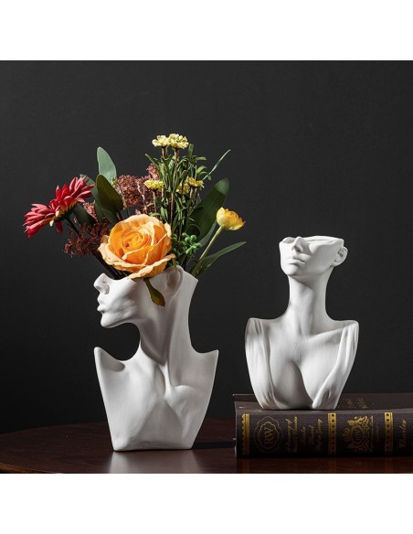 Vase céramique statue design buste homme ou femme