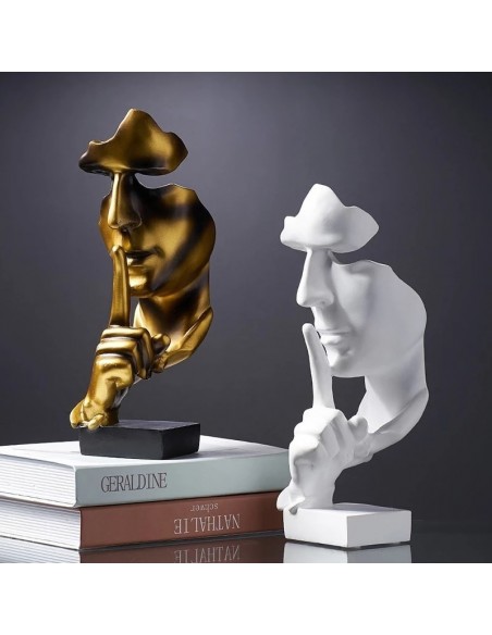 Statue Design Visage H27cm bronze doré, noir, blanc, argent, livraison gratuite
