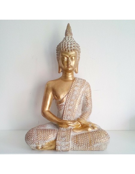 Statue design Bouddha doré H31 cm, livraison gratuite