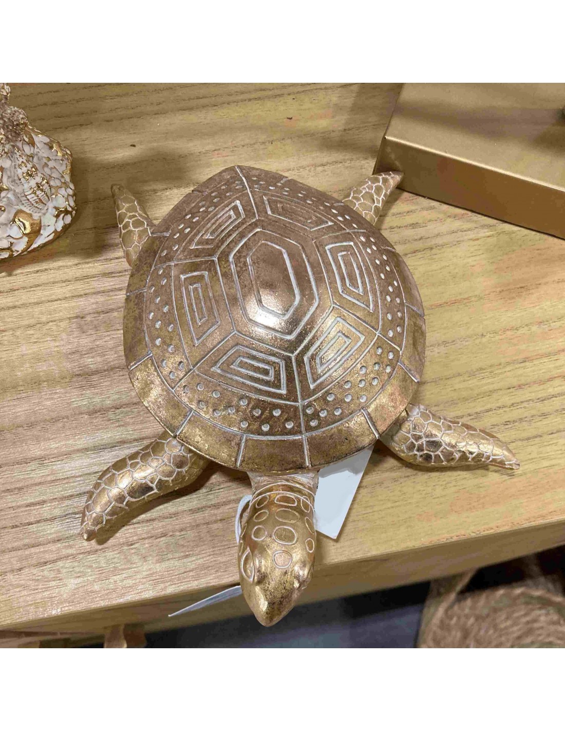 Statue design tortue doré, statue déco originale idée cadeau