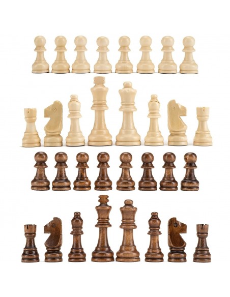 Lot-32-pièces-échecs-en-bois
