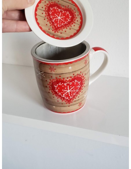 Mug Tisanière design Déco Coeur dia.8,5xH10 cm