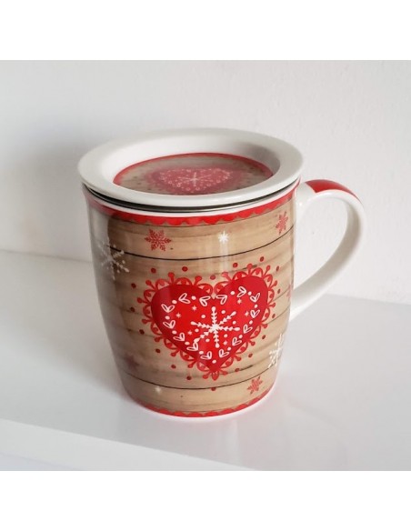 Mug Tisanière design Déco Coeur dia.8,5xH10 cm