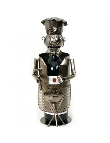 Porte bouteille design et original - Chef cuisto - Coloris GRIS