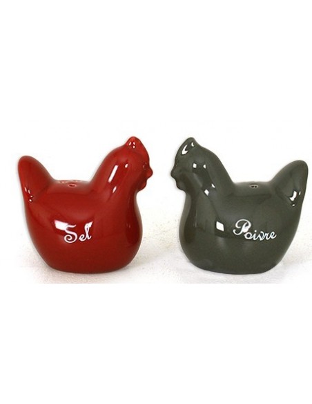 Ensemble Salière et poivrière en forme de poules - 6 x H5.2 cm - en céramique