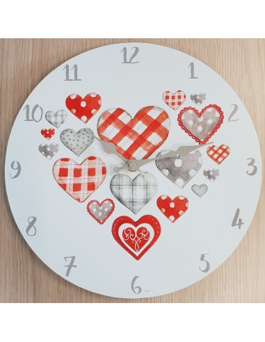 Horloge murale design Déco Coeur coloris blanc et rouge
