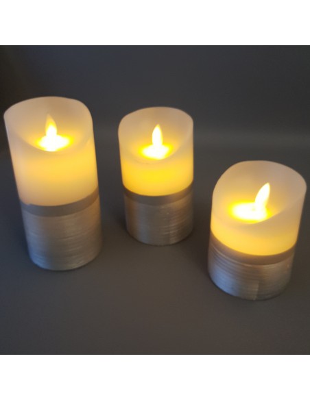 Lot de 3 bougies LED Flamme Vacillante blanc chaud + MicroLED