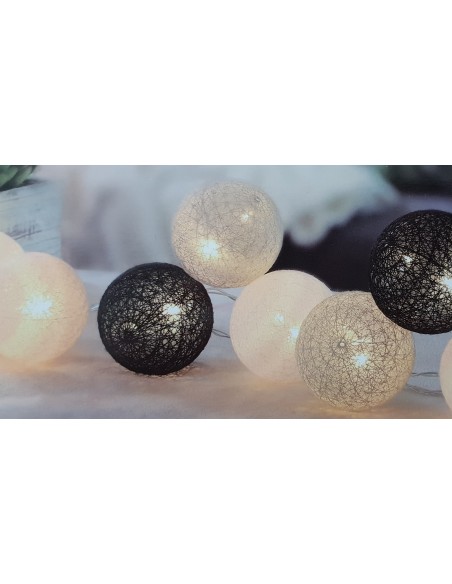 Guirlande lumineuse boule Led - coloris blanc, gris, noir