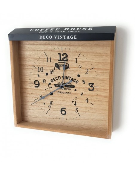 Horloge déco Vintage en bois 30 X 30 cm