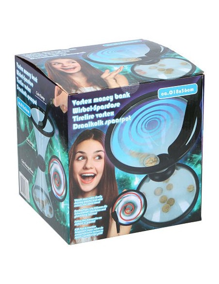 Tirelire Tourbillon H27 cm - en plastique - coloris noir et transparent
